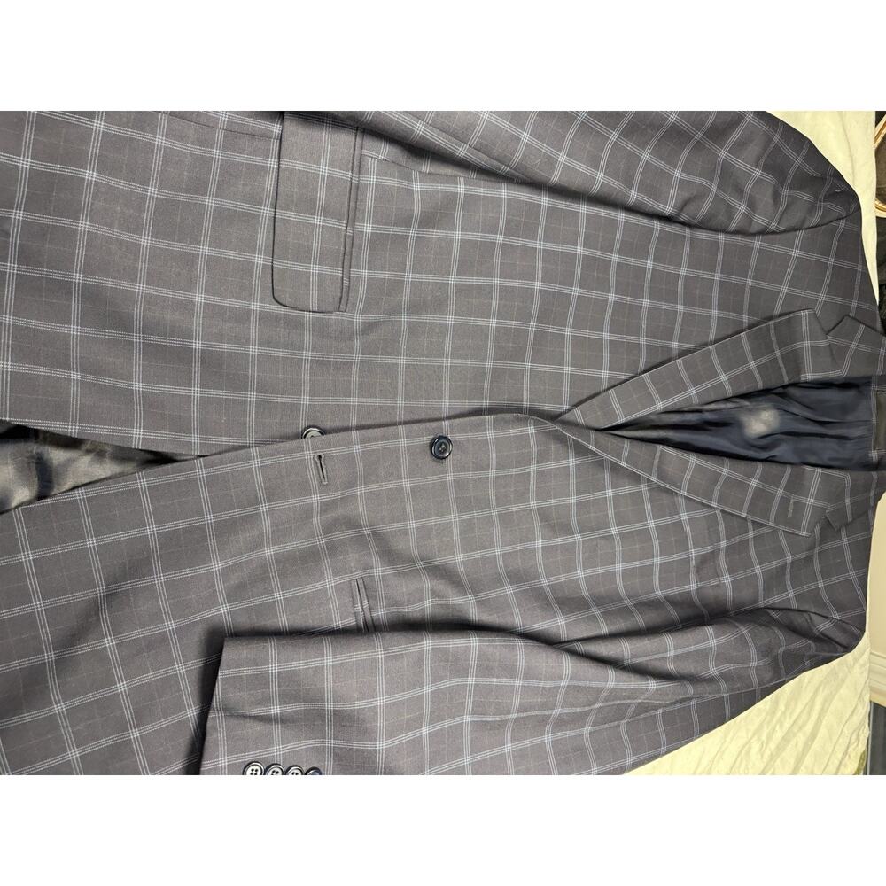 Tori Ice Blazer Mens Gray Windowpane Sport Coat Dress Jacket 38L